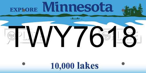 TWY7618 Minnesota License Plate