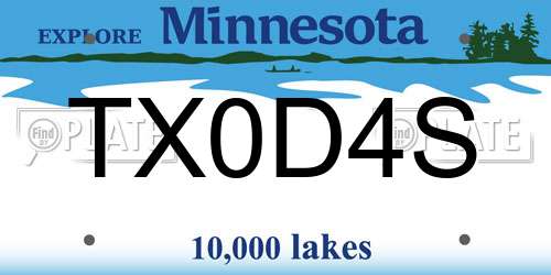 TX0D4S Minnesota License Plate