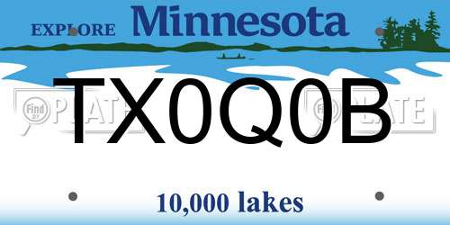 TX0Q0B Minnesota License Plate
