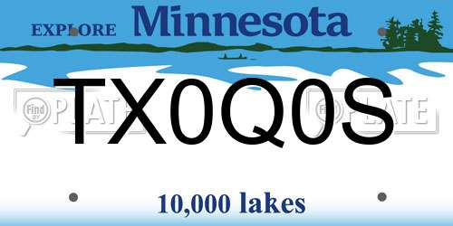 TX0Q0S Minnesota License Plate