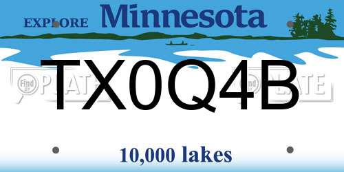 TX0Q4B Minnesota License Plate