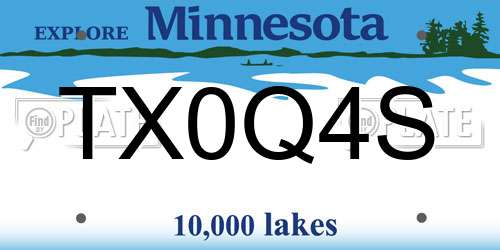 TX0Q4S Minnesota License Plate