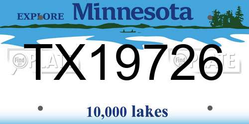 TX19726 Minnesota License Plate