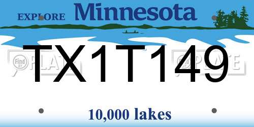 TX1T149 Minnesota License Plate