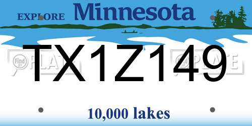 TX1Z149 Minnesota License Plate