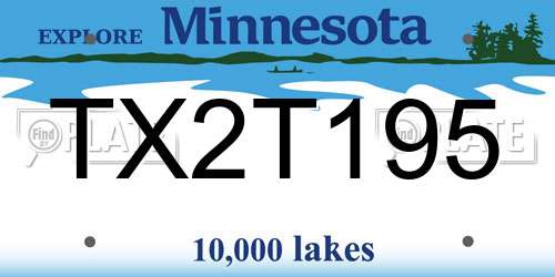 TX2T195 Minnesota License Plate
