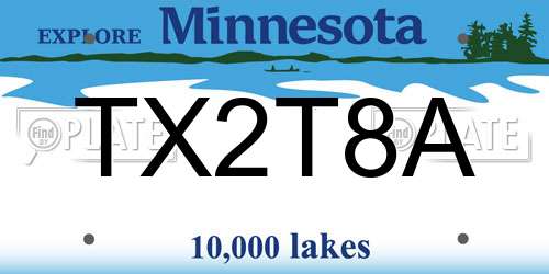 TX2T8A Minnesota License Plate