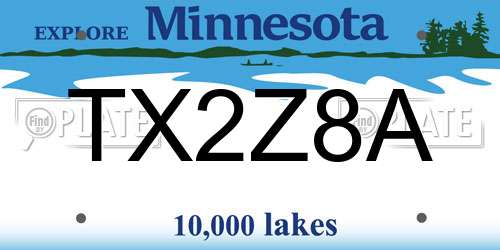 TX2Z8A Minnesota License Plate