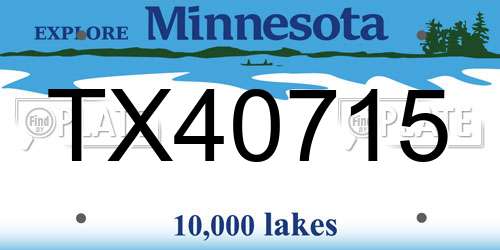 TX40715 Minnesota License Plate