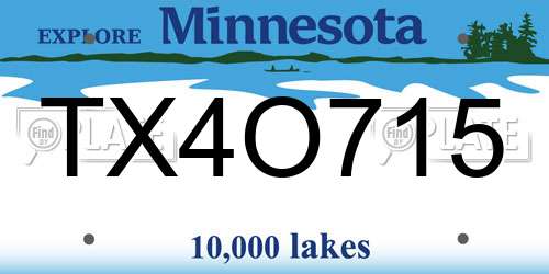 TX4O715 Minnesota License Plate