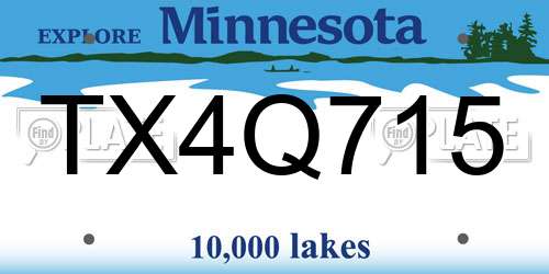 TX4Q715 Minnesota License Plate