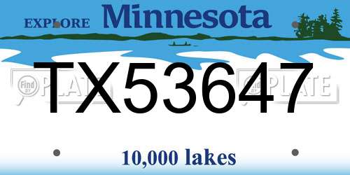 TX53647 Minnesota License Plate