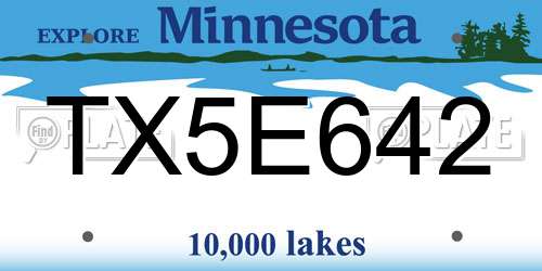TX5E642 Minnesota License Plate