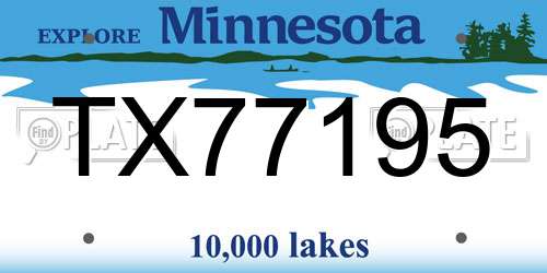 TX77195 Minnesota License Plate