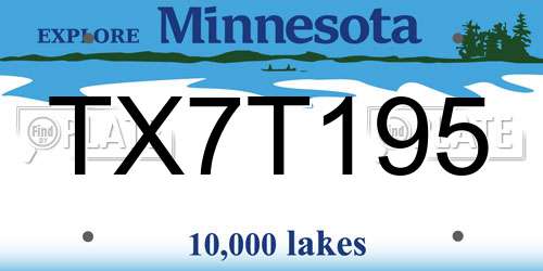 TX7T195 Minnesota License Plate