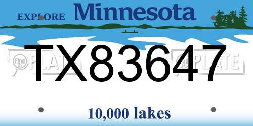 TX83647 Minnesota License Plate