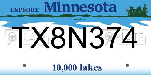 TX8N374 Minnesota License Plate