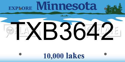 TXB3642 Minnesota License Plate