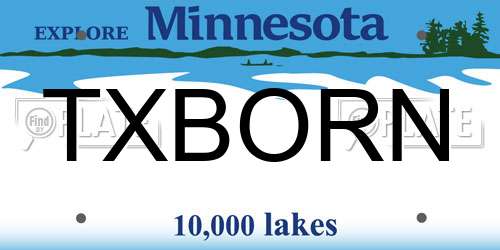 TXBORN Minnesota License Plate