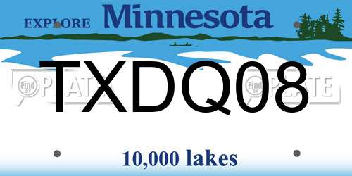 TXDQ08 Minnesota License Plate