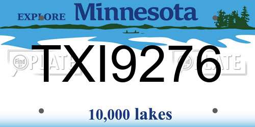 TXI9276 Minnesota License Plate