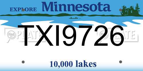 TXI9726 Minnesota License Plate