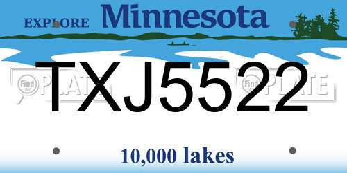 TXJ5522 Minnesota License Plate