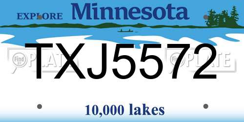 TXJ5572 Minnesota License Plate