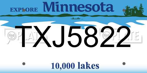 TXJ5822 Minnesota License Plate