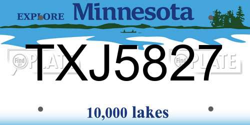TXJ5827 Minnesota License Plate