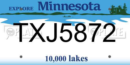 TXJ5872 Minnesota License Plate