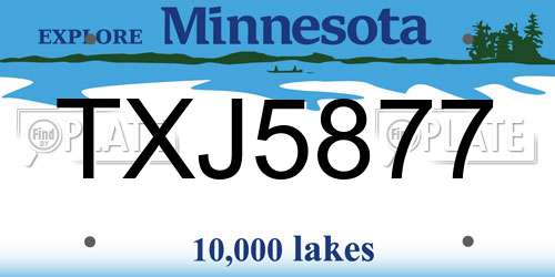 TXJ5877 Minnesota License Plate