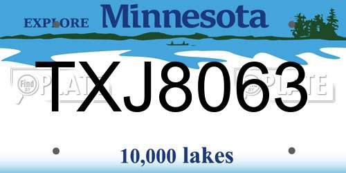 TXJ8063 Minnesota License Plate
