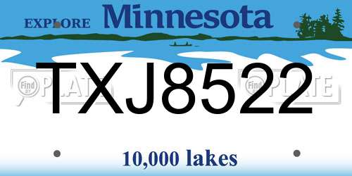 TXJ8522 Minnesota License Plate