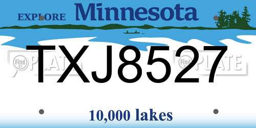 TXJ8527 Minnesota License Plate