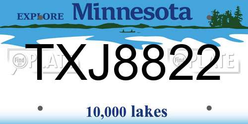 TXJ8822 Minnesota License Plate