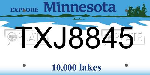 TXJ8845 Minnesota License Plate