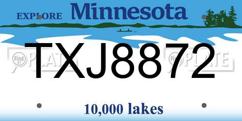 TXJ8872 Minnesota License Plate
