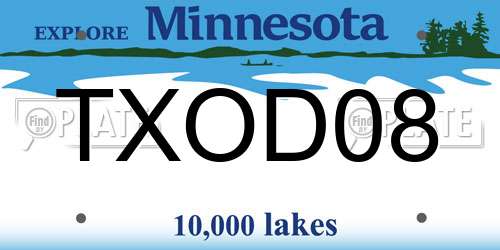 TXOD08 Minnesota License Plate