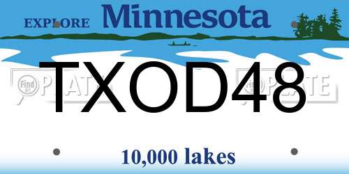 TXOD48 Minnesota License Plate