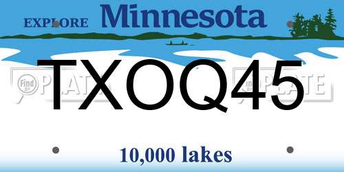 TXOQ45 Minnesota License Plate