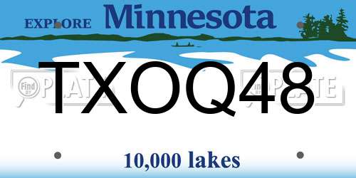 TXOQ48 Minnesota License Plate