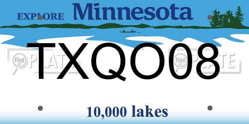 TXQO08 Minnesota License Plate