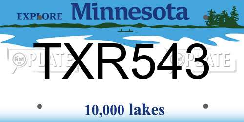 TXR543 Minnesota License Plate