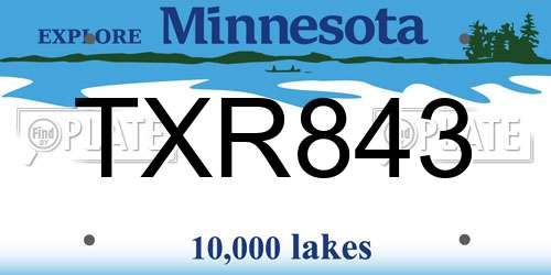 TXR843 Minnesota License Plate