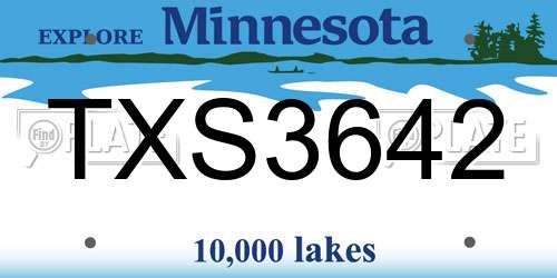 TXS3642 Minnesota License Plate