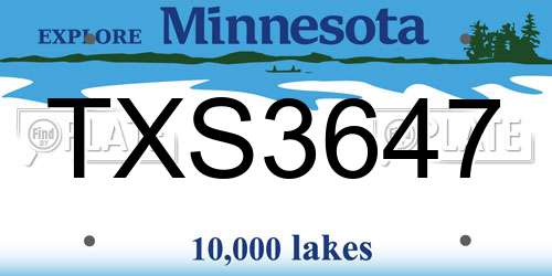 TXS3647 Minnesota License Plate