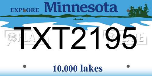 TXT2195 Minnesota License Plate