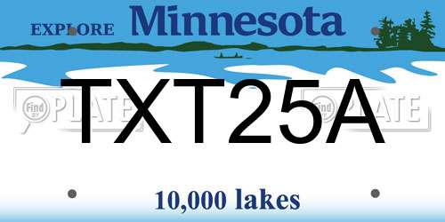 TXT25A Minnesota License Plate