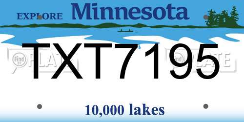 TXT7195 Minnesota License Plate